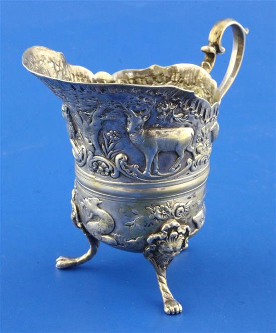A late 19th century? Italian embossed silver cream jug, 4.5 oz.